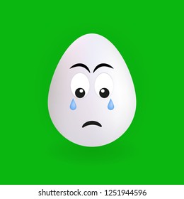 Cute sad egg character with green background, vector, illustration, eps file