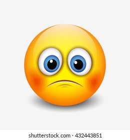 Cute Sad Emoticon, Emoji, Smiley - Vector Illustration