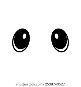 Cute sad eyes. Black and white vector illustration,  coloring page, icon.