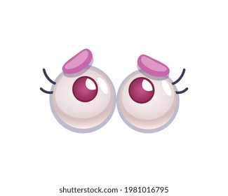 Ojos tristes cortos para la criatura de dibujos animados en la ilustración vectorial de fondo blanco