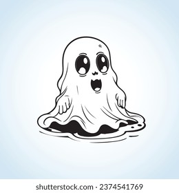 Cute sad face Halloween ghost boo vector art drawing illustration