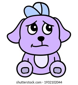 cute sad faced puppy scared, vector illustration art. doodle icon image kawaii.