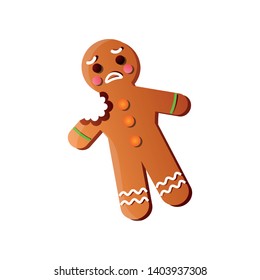 Cute Sad Gingerbread Man With Bite Hand Part