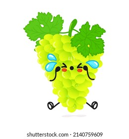 Cute sad grape character. Vector hand drawn cartoon kawaii character illustration icon.Isolated on white background. Sad grape character emoji,child,face,adorable,kids,grape,cartoon,doodle,cute,fruit