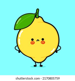 Cute Sad Lemon Character Vector Hand Stock Vector (Royalty Free ...