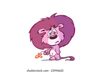 Cute Sad little lion in love