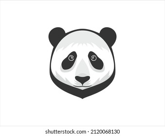 Cute Sad Panda Face Illustration