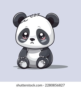 Cute Sad Panda Illustration Vector: Adorable Melancholy Bear Art