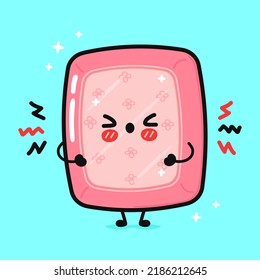 Cute sad planet Earth character. Vector hand drawn cartoon kawaii character illustration icon. Isolated on yellow background. Angry cute planet Earth character concept