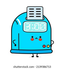 Cute sad punch clock character. Vector hand drawn cartoon kawaii character illustration icon. Isolated on white background. Punch clock character concept emoji,child,adorable,kids,punch clock,cute