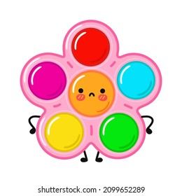 Cute sad simple dimple character. Vector hand drawn cartoon kawaii character illustration icon. Isolated on blue background. Simple dimple character concept