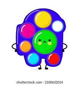 Cute sad simple dimple character. Vector hand drawn cartoon kawaii character illustration icon. Isolated on blue background. Simple dimple character concept