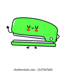 Cute sad stapler character. Vector hand drawn cartoon kawaii character illustration icon. Isolated on white background. Stapler character concept emoji,child,adorable,kids,stapler,cute,drawing,cartoon