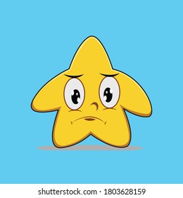 Cute Sad Star Vector Emoticon Stock Vector (royalty Free) 1803628159 