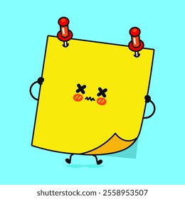Cute sad Sticker character. Vector hand drawn cartoon kawaii character illustration icon. Isolated blue background. Angry cute Posted notes character