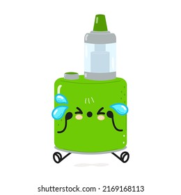 Cute sad vape character. Vector hand drawn cartoon kawaii character illustration icon. Isolated on white background. Sad cute vape character concept