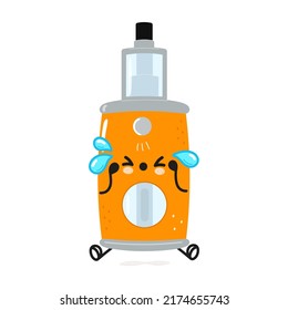 Cute sad vape character. Vector hand drawn cartoon kawaii character illustration icon. Isolated on white background. Sad cute vape character concept