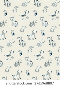 cute safari animal seamless pattern, cute animal seamless pattern