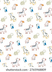 cute safari animal seamless pattern, cute animal seamless pattern