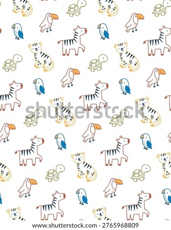 cute safari animal seamless pattern, cute animal seamless pattern