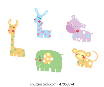 cute safari animals doodle