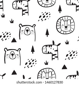 cute safari animals pattern design as vector