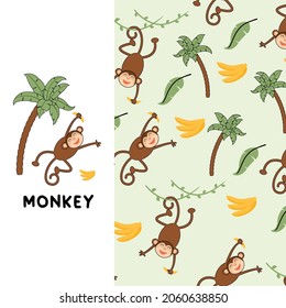 Cute safari animals seamless pattern
