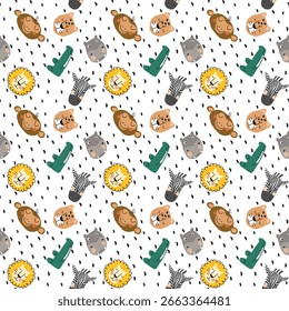 Cute Safari Animals Seamless Pattern for Nursery