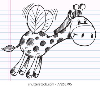Cute Safari Bumble Bee Giraffe Vector Illustration