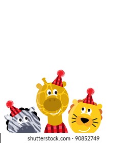 Cute safari christmas animals isolated on white background