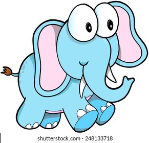 Cute Safari Elephant Vector Illustration Art