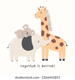 cute safari friends sketch vector 