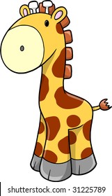 Cute Safari Giraffe Vector Illustration