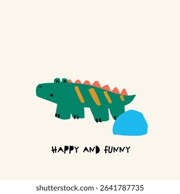 Cute safari hand drawn animals funny dog leopard tiger lion elephant crocodile colorful graphic tee design for kids market as vector