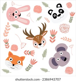 Cute Safari Jungle Animal Elements 