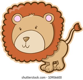Cute Safari Lion Vector Illustration