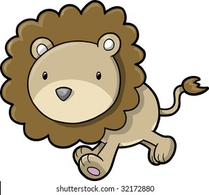 Cute Safari Lion Vector Illustration