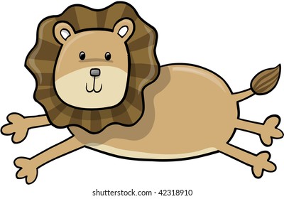 Cute Safari Lion Vector Illustration