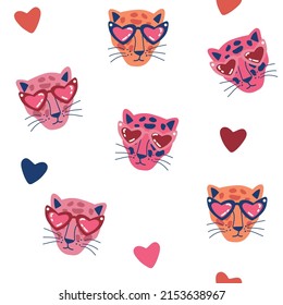 Cute Safari Pink Leopard ,Cheetah seamless pattern vector illustration EPS10 ,Design for fashion , fabric, textile, wallpaper, cover, web , wrapping and all prints