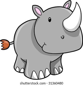 Cute Safari Rhino Vector Illustration