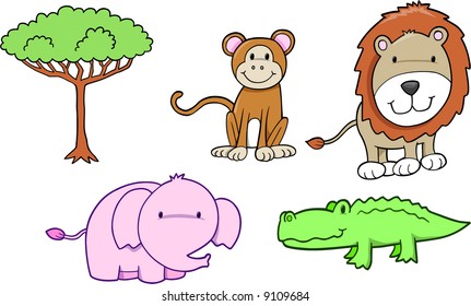 Ilustración de vectores de juego de safari por corte
