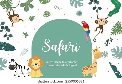 cute safari template banner for horizontal design