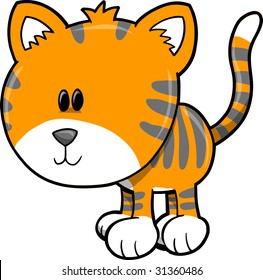 Cute Safari Tiger Vector Illustration