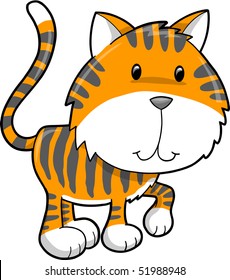 Cute Safari Tiger Vector Illustration