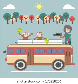 Cute Safari Tour Bus