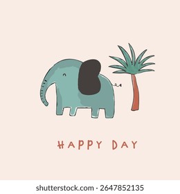 Cute safari and tropical animals tee design for kids market as vector