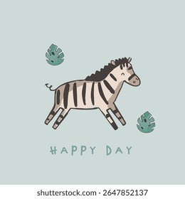 Cute safari and tropical animals tee design for kids market as vector