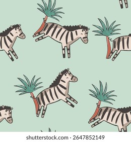 Cute safari and tropical animals tee design for kids market as vector