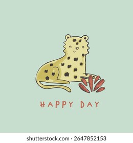 Cute safari and tropical animals tee design for kids market as vector