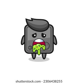 the cute safe box character with puke , cute style design for t shirt, sticker, logo element